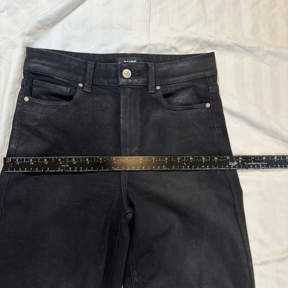 Paige Premium Denim Sasha High Rise Wide Leg Coated Black Jeans 28 29x32 - Picture 16 of 16
